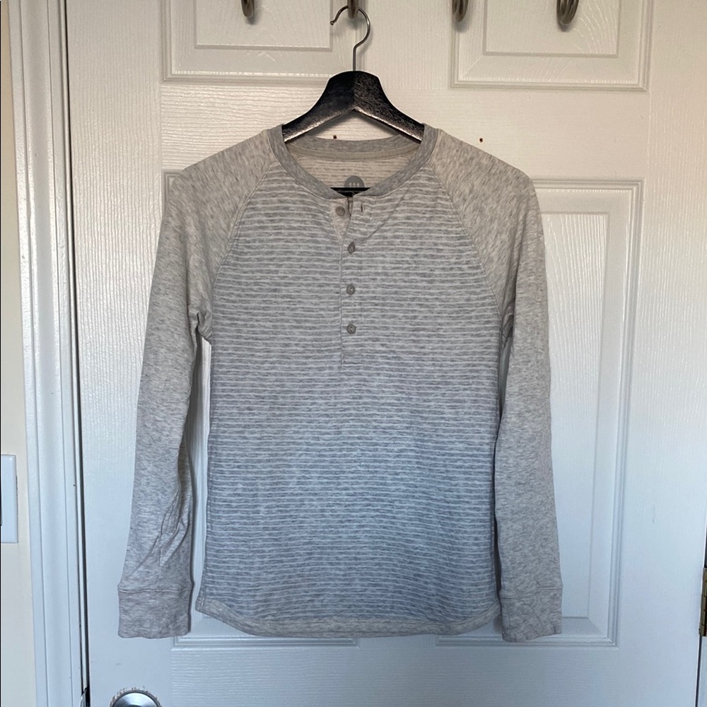 Off white long sleeve striped Henley